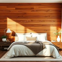 Drewniana ściana w sypialni: trendy, materiały i inspiracje
