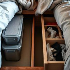 Przechowywanie pod łóżkiem: jak wybrać między pojemnikami a szufladami i zachować porządek w sypialni